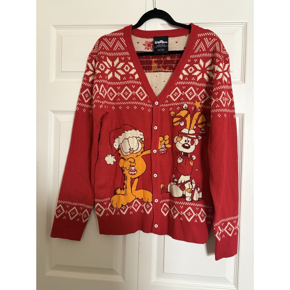 Garfield Men's Odie and Garfield Ugly Christmas Sweater Size Medium Nickelodeon